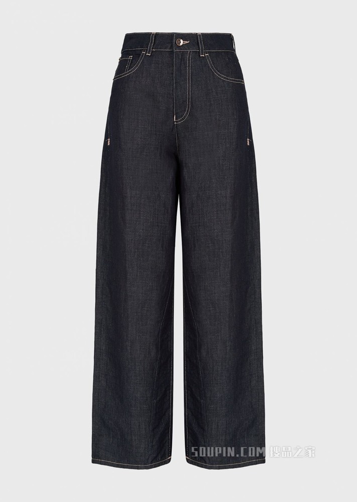 高腰阔腿直筒牛仔裤 | Emporio Armani