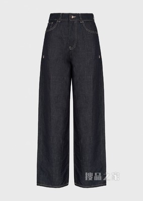高腰阔腿直筒牛仔裤 | Emporio Armani