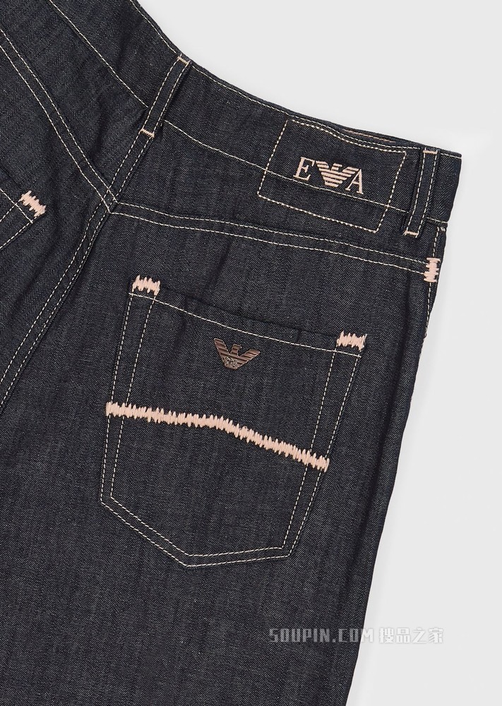 高腰阔腿直筒牛仔裤 | Emporio Armani