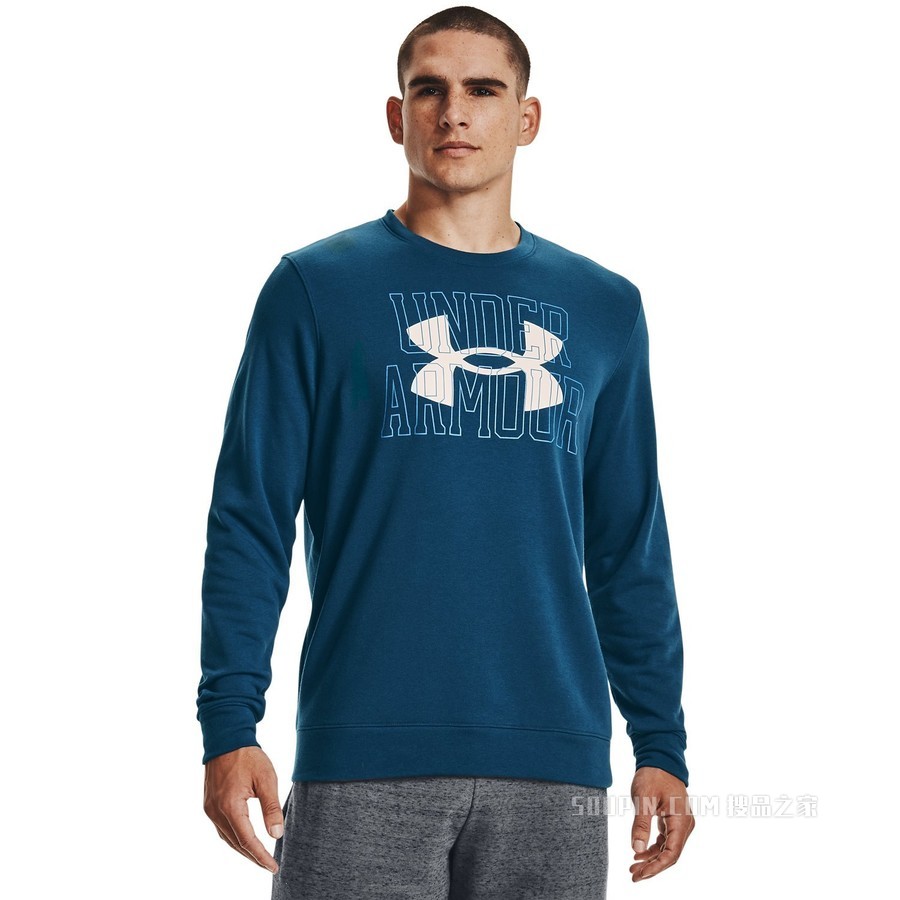 男士UA Rival Terry Logo Crew圆领运动衣