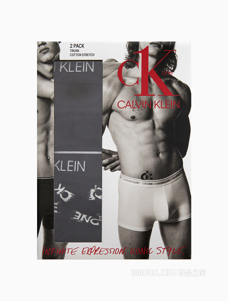 【One有引力带】Calvin Klein 男两条装循环LOGO平角内裤NB2385