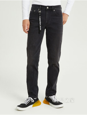Calvin Klein 男士高弹力楔形中腰LOGO吊袢牛仔裤J320682