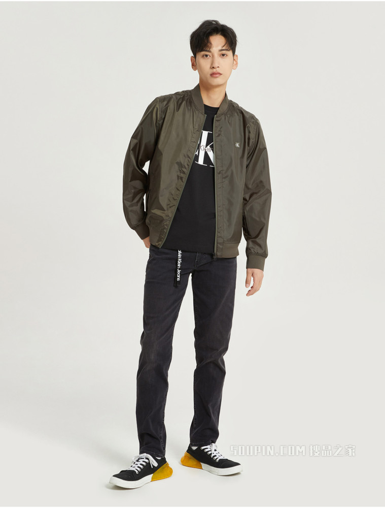 Calvin Klein 男士高弹力楔形中腰LOGO吊袢牛仔裤J320682