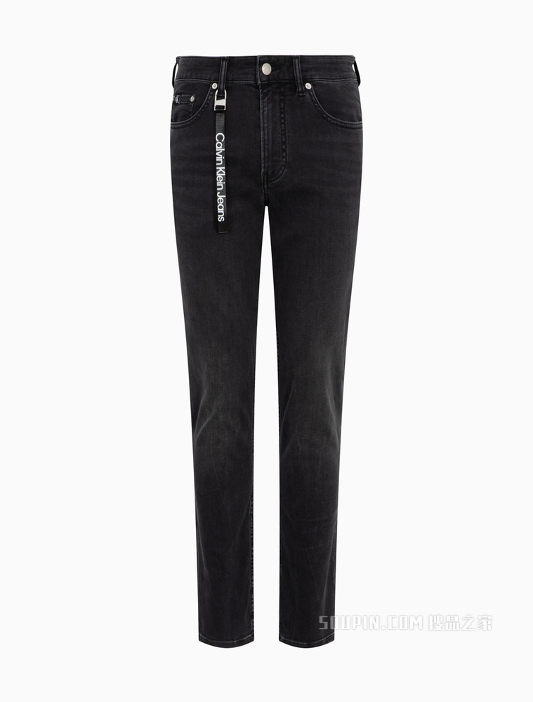 Calvin Klein 男士高弹力楔形中腰LOGO吊袢牛仔裤J320682
