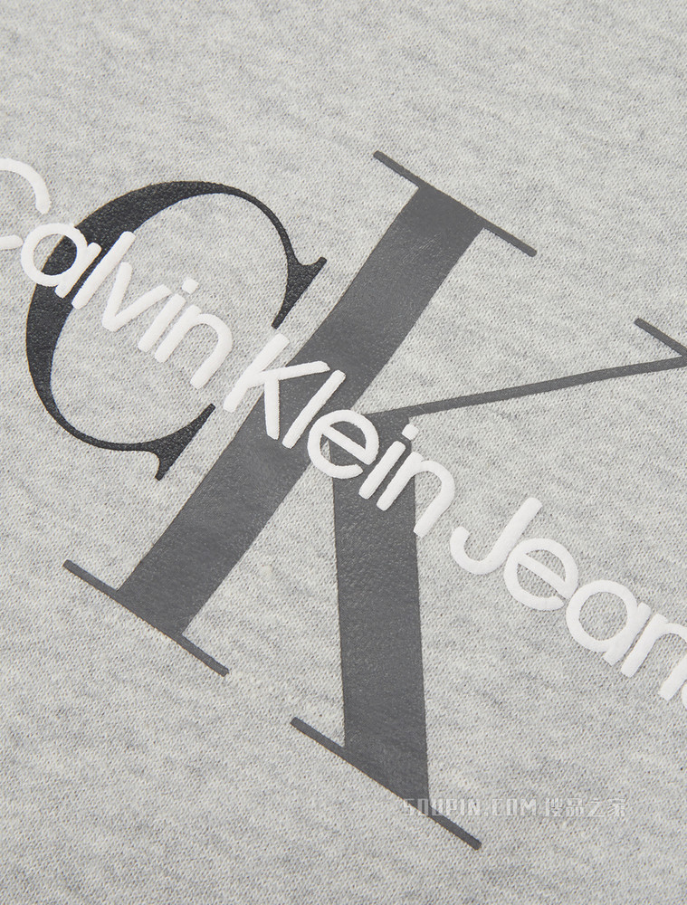 Calvin Klein 男士抽绳领棉质交叠LOGO套头卫衣J319704