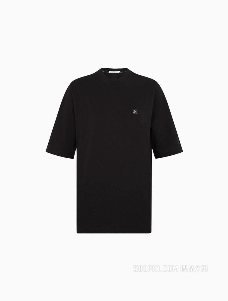 Calvin Klein 女士圆领纯棉立体LOGO徽标中袖T恤J218869