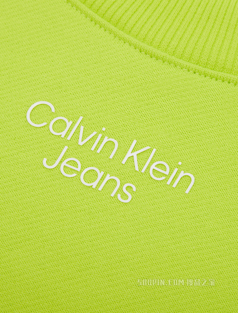 Calvin Klein 女士圆领纯棉抽绳下摆胶质LOGO卫衣J219179