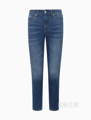 Calvin Klein 女士高腰弹力紧身刺绣七分牛仔裤J218747