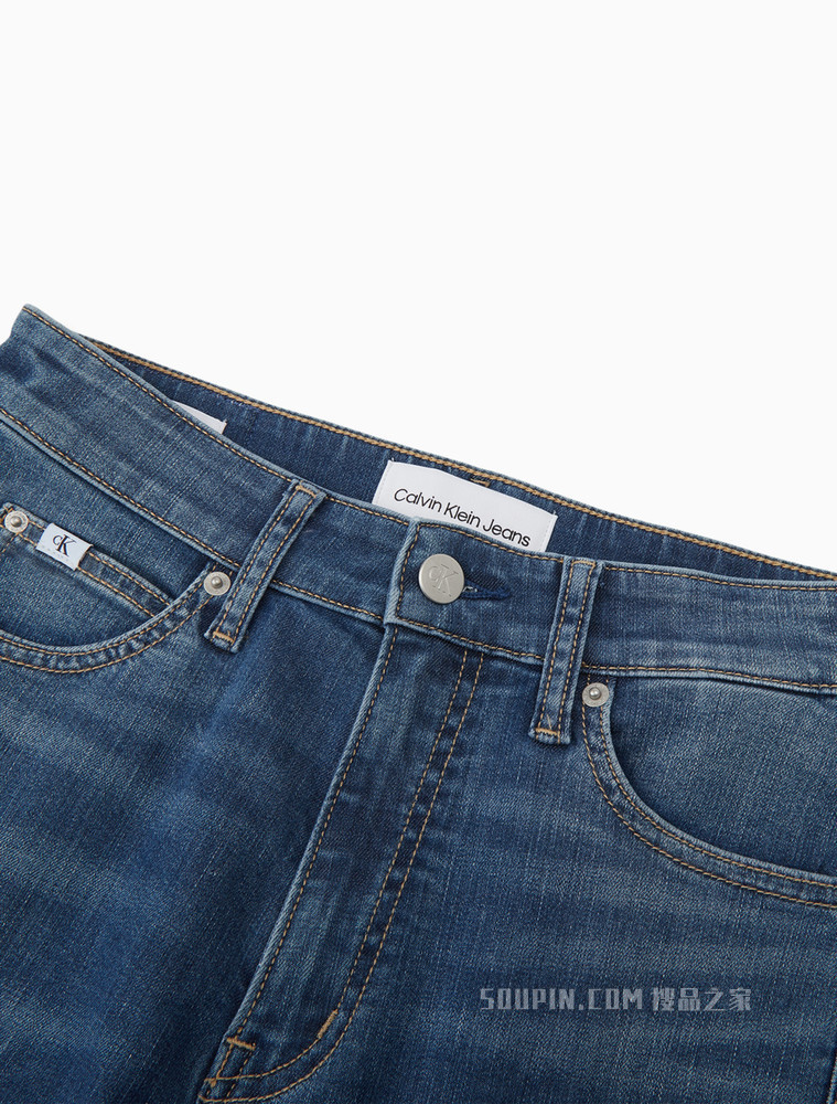 Calvin Klein 女士高腰弹力紧身刺绣七分牛仔裤J218747