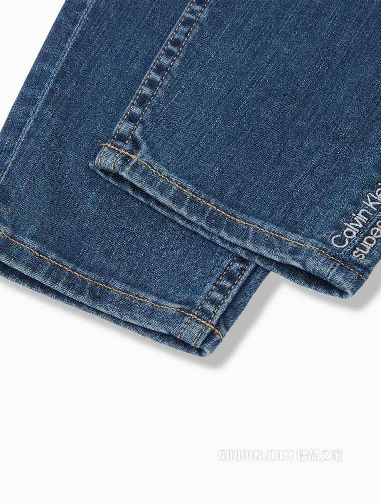Calvin Klein 女士高腰弹力紧身刺绣七分牛仔裤J218747