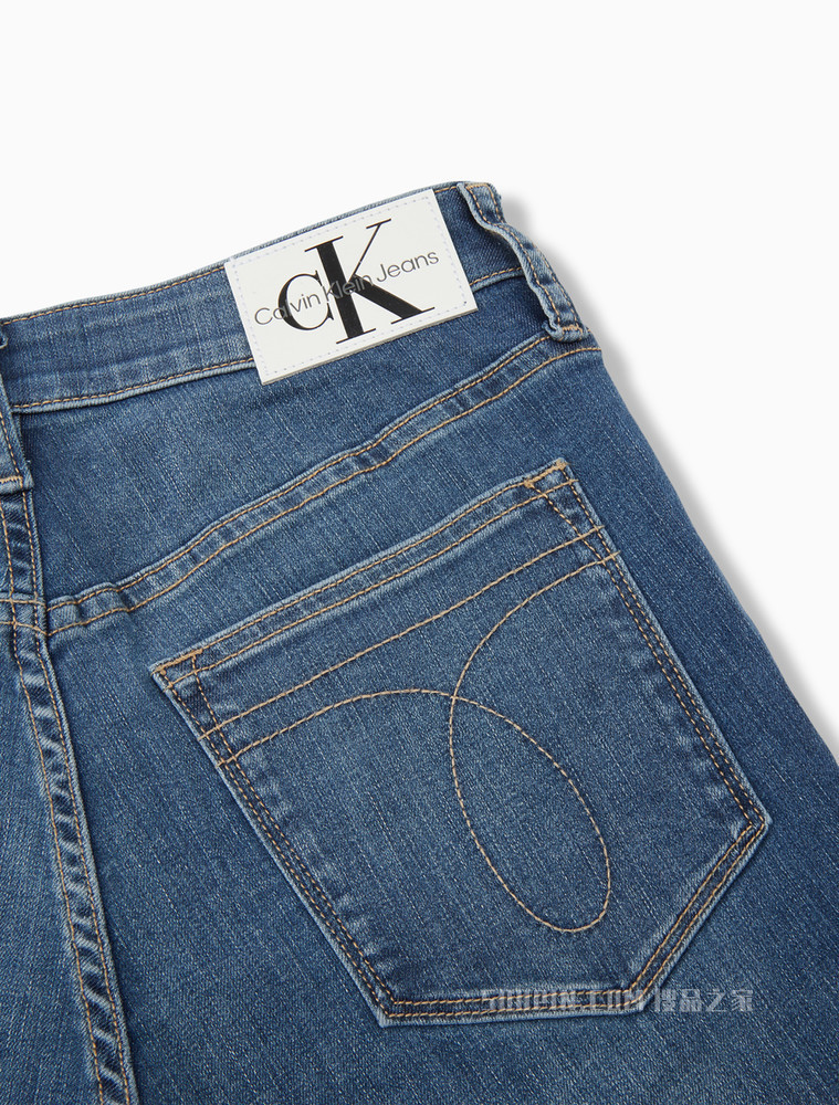 Calvin Klein 女士高腰弹力紧身刺绣七分牛仔裤J218747