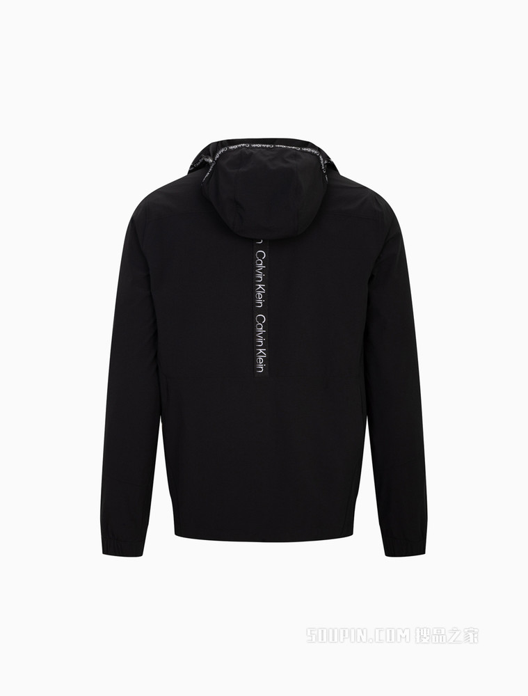 Calvin Klein 男士休闲拉链连帽LOGO织带运动外套4MS2O501