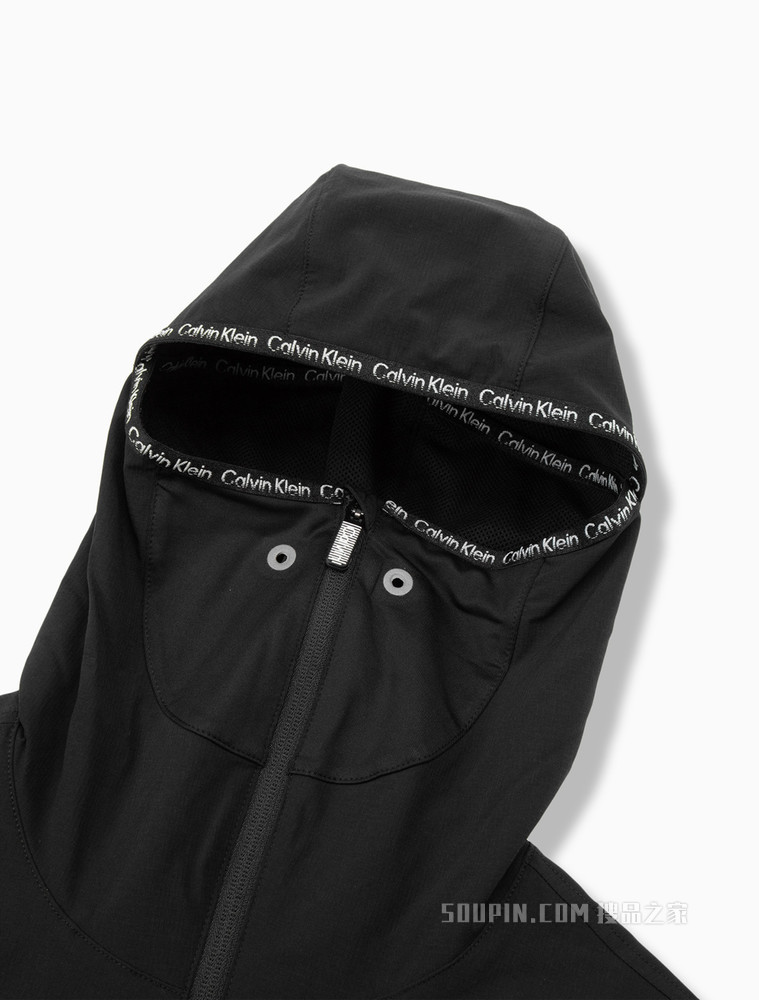 Calvin Klein 男士休闲拉链连帽LOGO织带运动外套4MS2O501