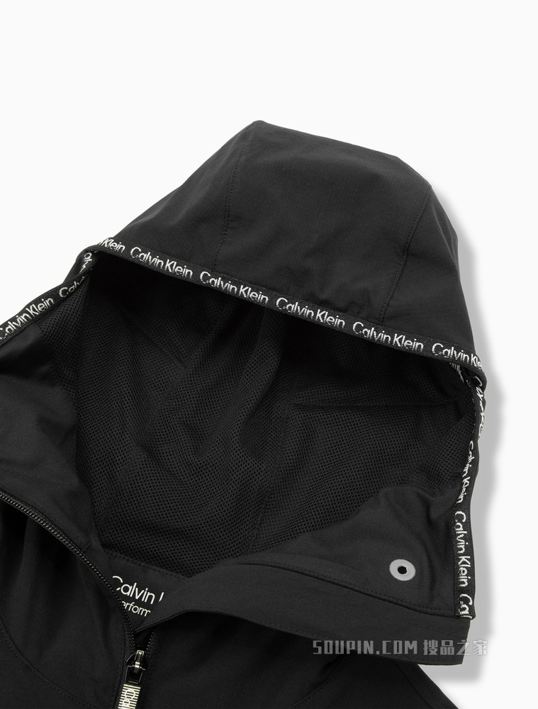 Calvin Klein 男士休闲拉链连帽LOGO织带运动外套4MS2O501