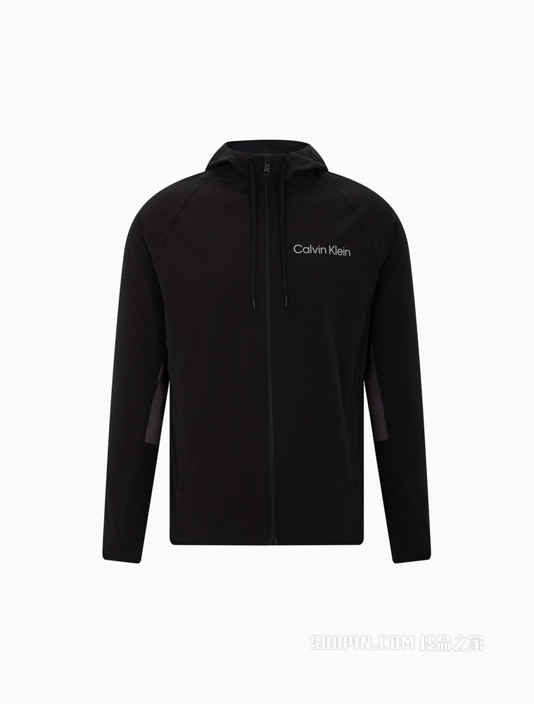 Calvin Klein 男士休闲连帽拼接反光LOGO运动外套4MS2O507