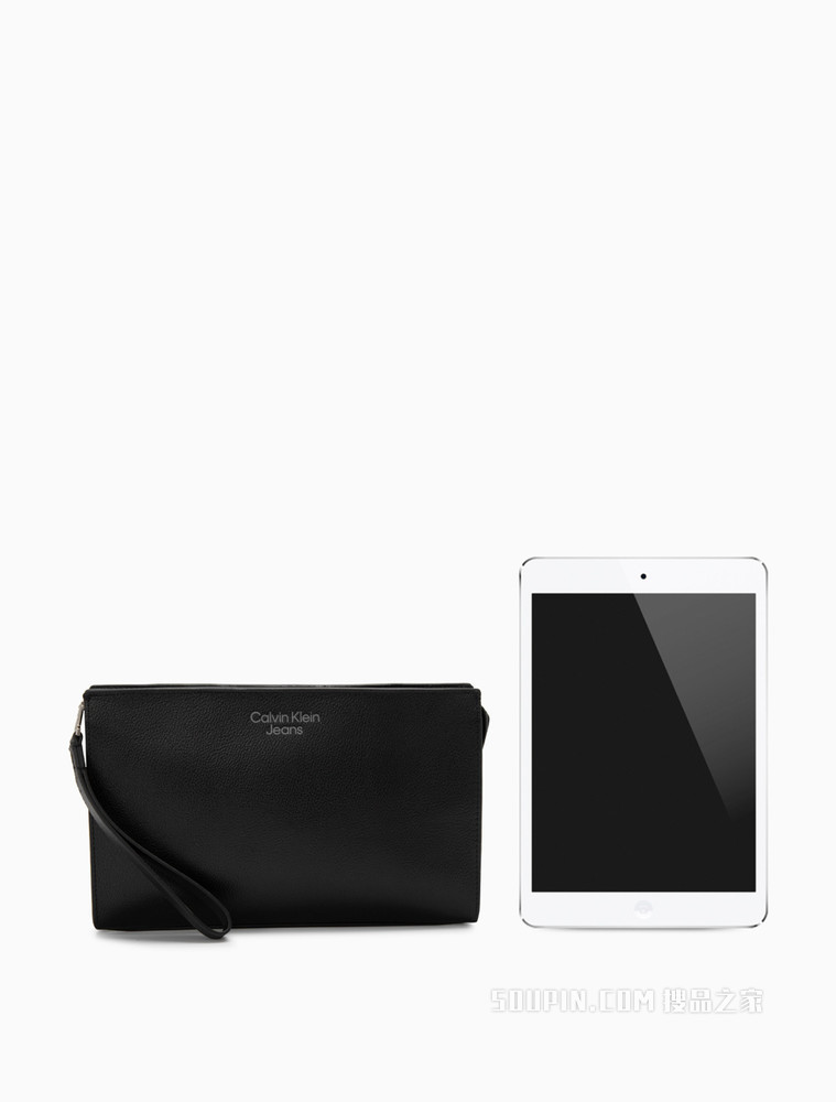 Calvin Klein 男士休闲手拿牛皮LOGO压印多卡位钱包HP1759