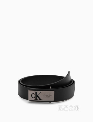 Calvin Klein 男士双面用镂空金属LOGO扣牛皮腰带HC0780