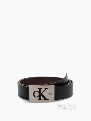Calvin Klein 男士复古双面用镂空式LOGO牛皮腰带HC0781