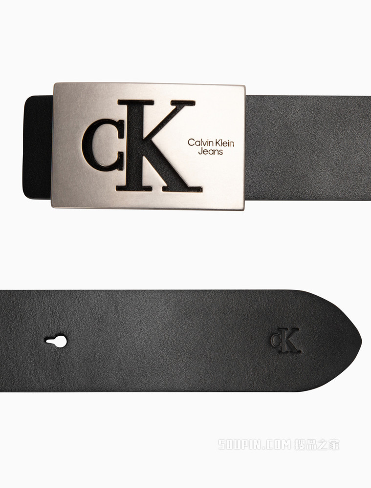 Calvin Klein 男士复古双面用镂空式LOGO牛皮腰带HC0781