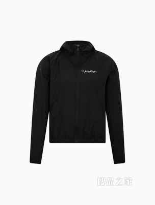 Calvin Klein 女士连帽短款印花LOGO运动薄外套4WS2O514