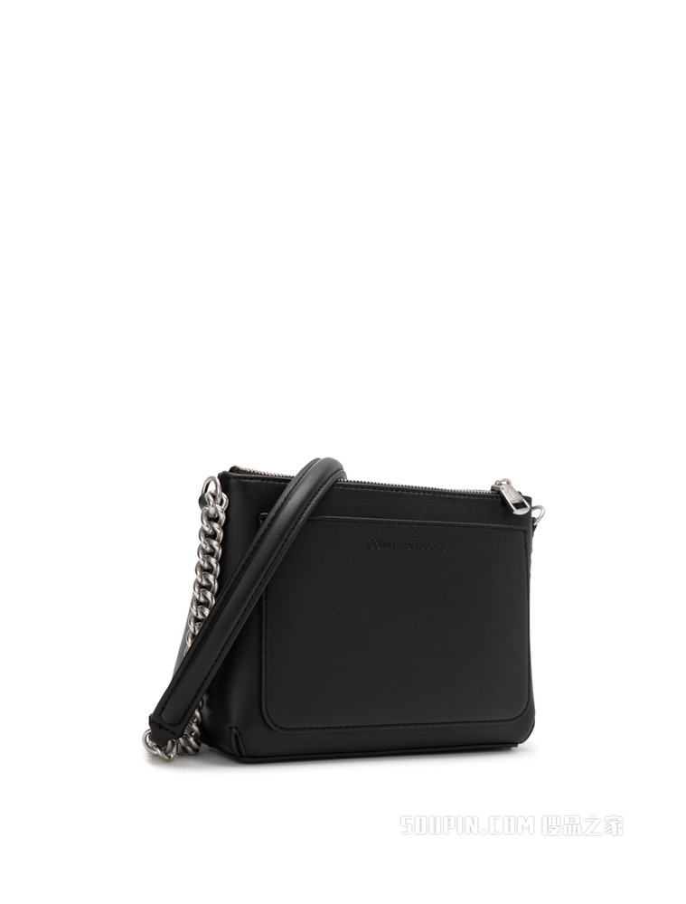 Calvin Klein 女士哑光压纹LOGO拉链链条单肩斜挎包DH3104