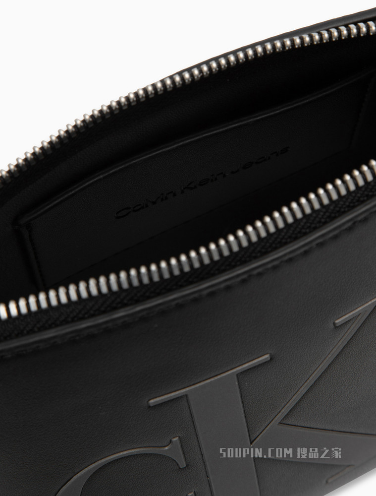 Calvin Klein 女士哑光压纹LOGO拉链链条单肩斜挎包DH3104