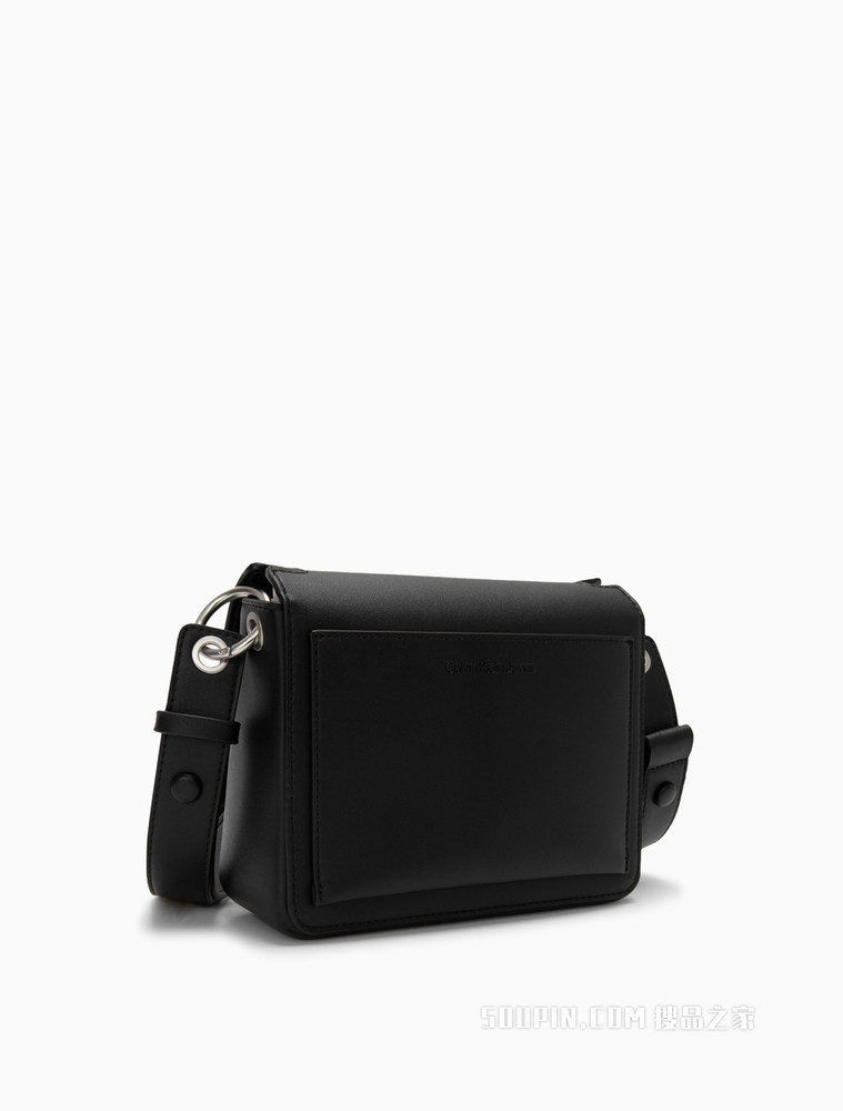 Calvin Klein 女士可卸宽肩带压纹LOGO翻盖单肩斜挎包DH3106