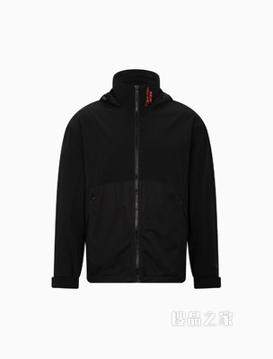 Calvin Klein 男士立领连帽网眼拼接撞色印花夹克J320580