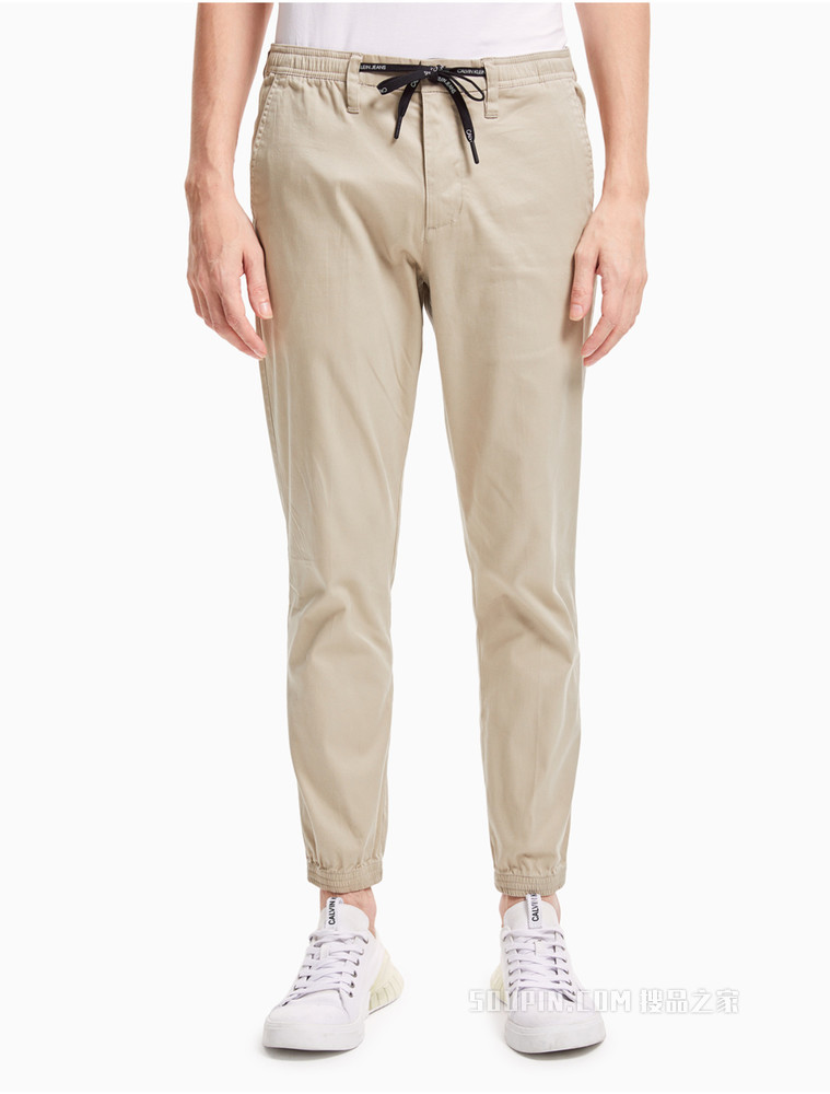 Calvin Klein 男士束脚松紧抽绳刺绣LOGO休闲裤J319606