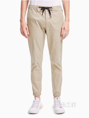 Calvin Klein 男士束脚松紧抽绳刺绣LOGO休闲裤J319606