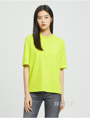 Calvin Klein 女士圆领纯棉立体LOGO徽标中袖T恤J218869