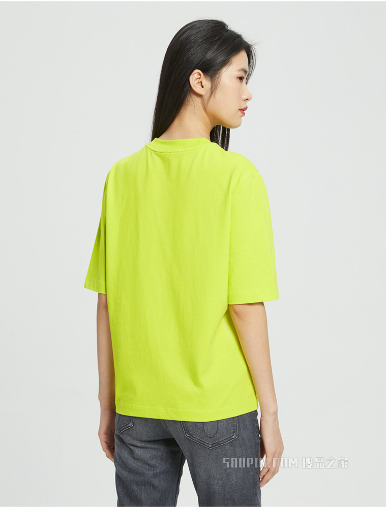 Calvin Klein 女士圆领纯棉立体LOGO徽标中袖T恤J218869