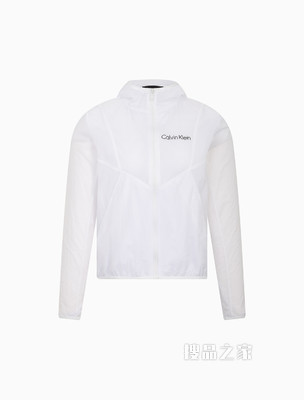 Calvin Klein 女士连帽短款印花LOGO运动薄外套4WS2O514