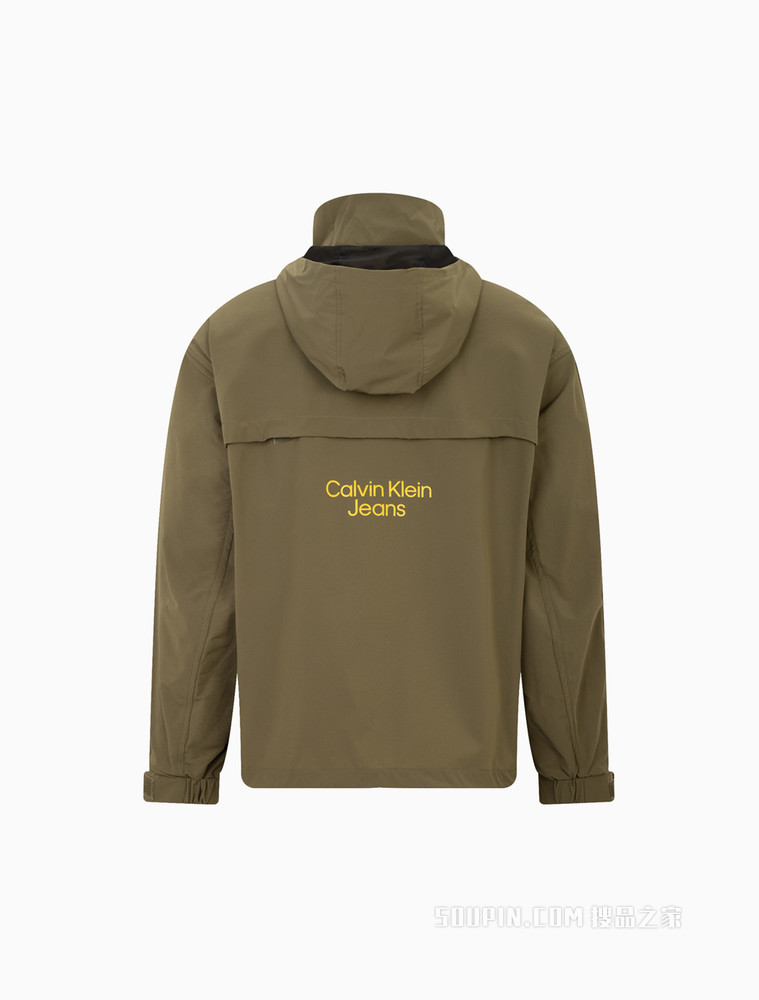 Calvin Klein 男士立领连帽网眼拼接撞色印花夹克J320580