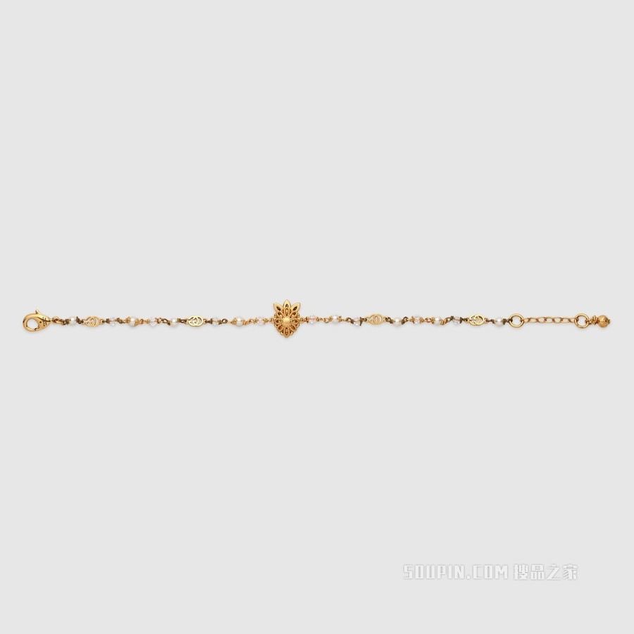 水晶爱心手链 金色金属