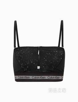 Calvin Klein 女士拉链拼接循环LOGO围边细肩带运动文胸4WS2K160