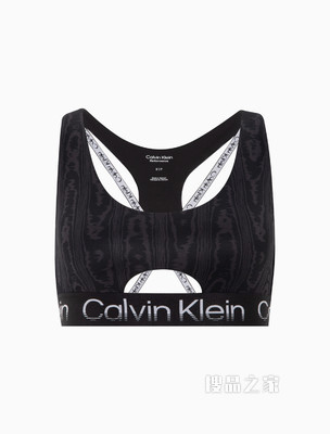 Calvin Klein 女士可卸垫宽LOGO提花围边交叉肩带文胸4WS2K167