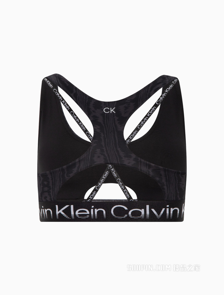 Calvin Klein 女士可卸垫宽LOGO提花围边交叉肩带文胸4WS2K167