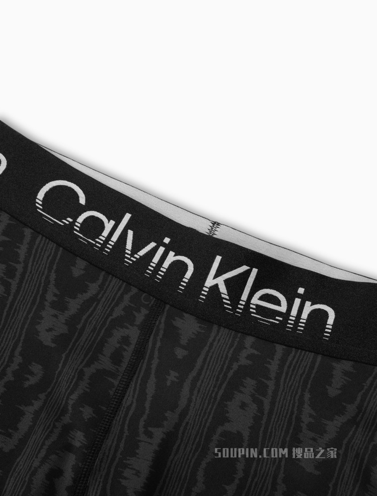 Calvin Klein 女士宽LOGO提花腰网眼拼接云纹印花紧身裤4WS2L622