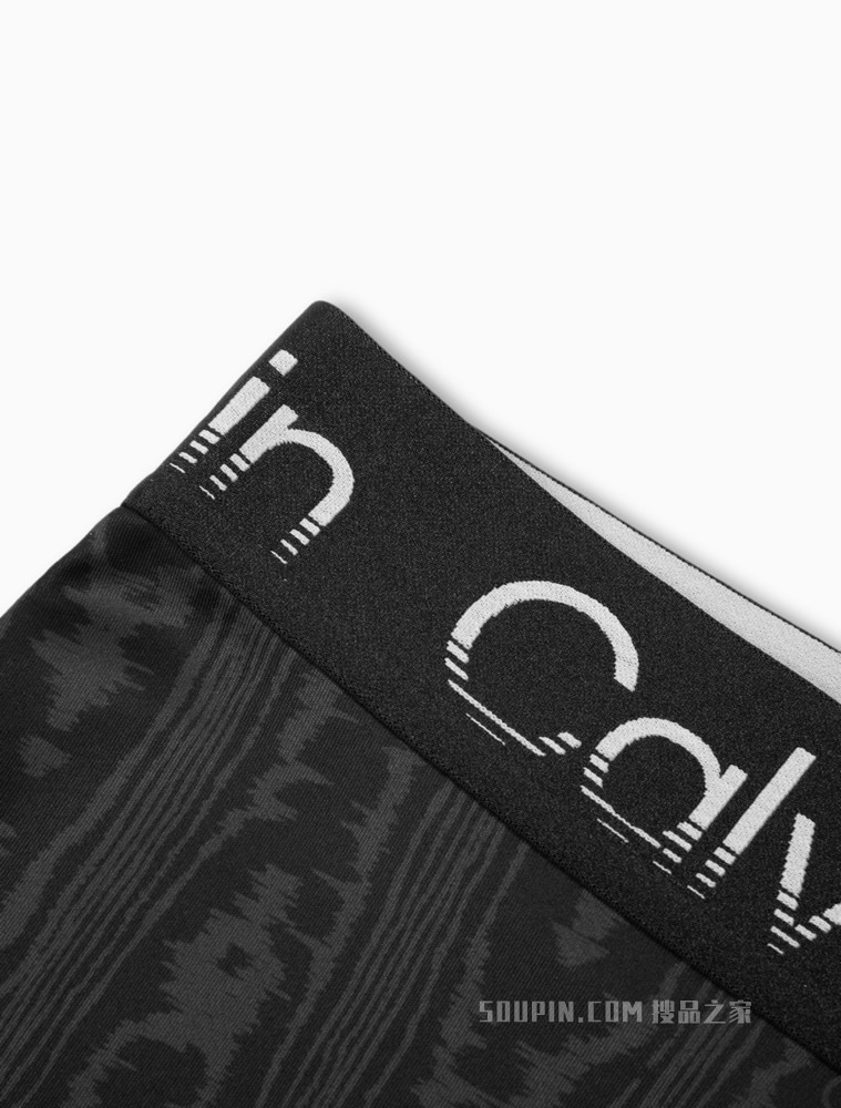 Calvin Klein 女士宽LOGO提花腰网眼拼接云纹印花紧身裤4WS2L622