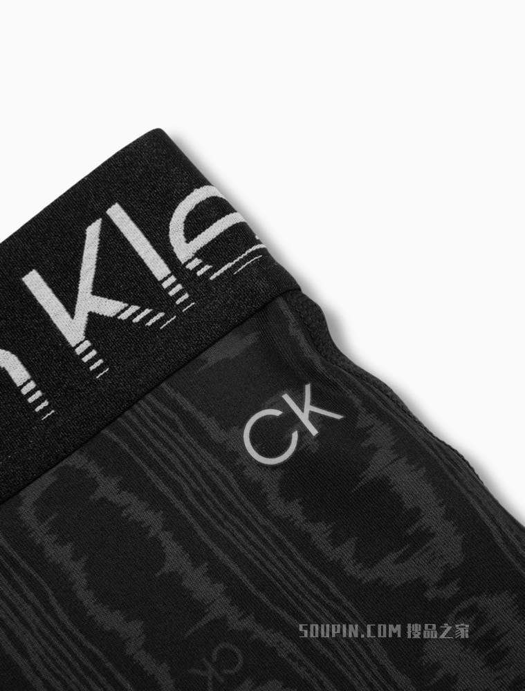 Calvin Klein 女士宽LOGO提花腰网眼拼接云纹印花紧身裤4WS2L622