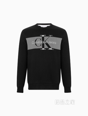 Calvin Klein 男士时尚圆领点状交叠LOGO加绒卫衣40DC442