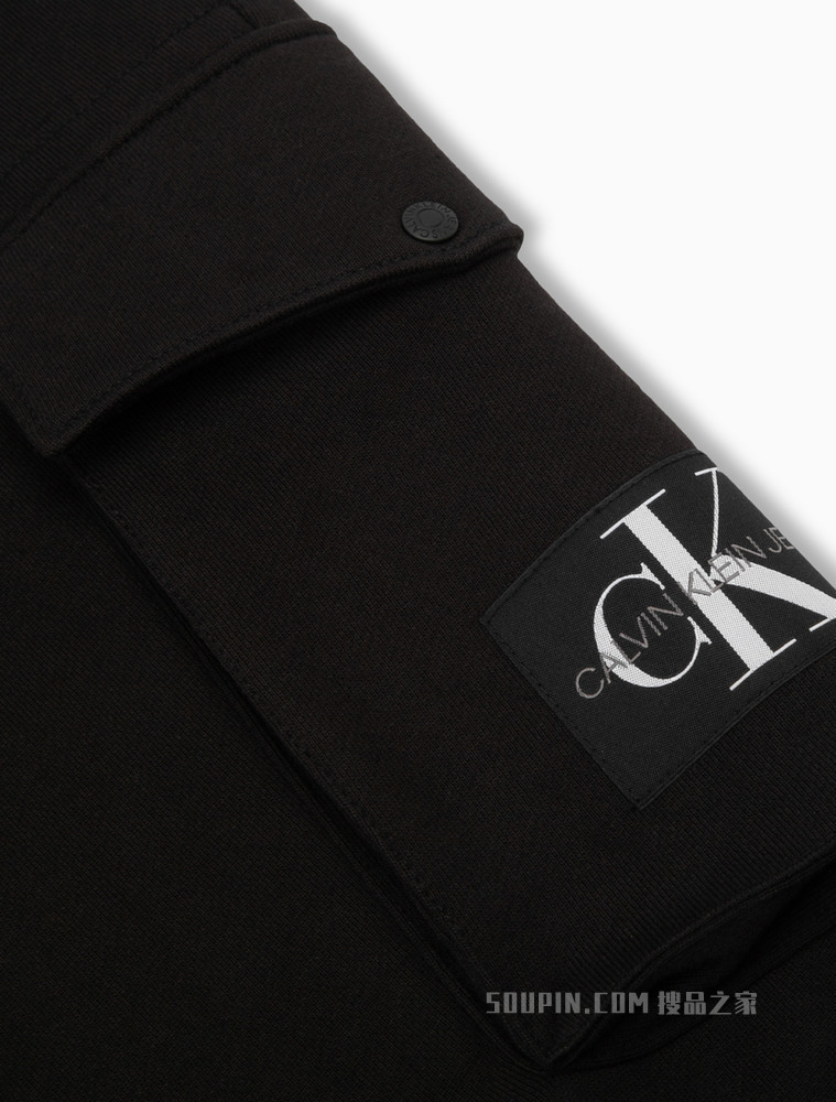 Calvin Klein 男士松紧抽绳束脚棉质LOGO贴布休闲裤ZM01908