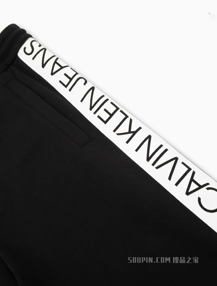Calvin Klein 男士松紧束脚纯棉拼接镂空LOGO休闲裤ZM01920