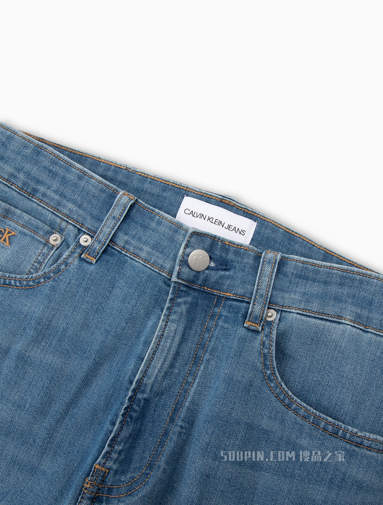 Calvin Klein 男士合体版LOGO贴片磨白水洗牛仔裤J320680