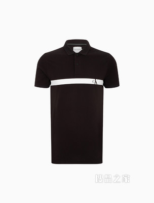 Calvin Klein 男士半开襟翻领镂空LOGO短袖POLO衫ZM01855