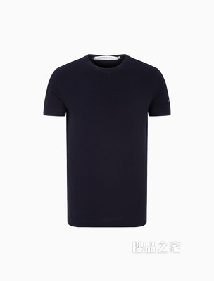 Calvin Klein 男士圆领舒适纯棉撞色重叠刺绣短袖T恤ZM01884
