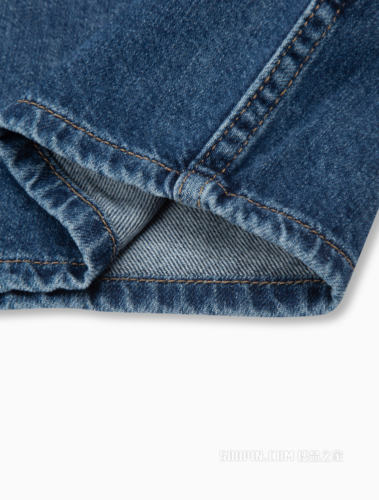 Calvin Klein 女士翻领纯棉LOGO织标短牛仔衬衫J218493