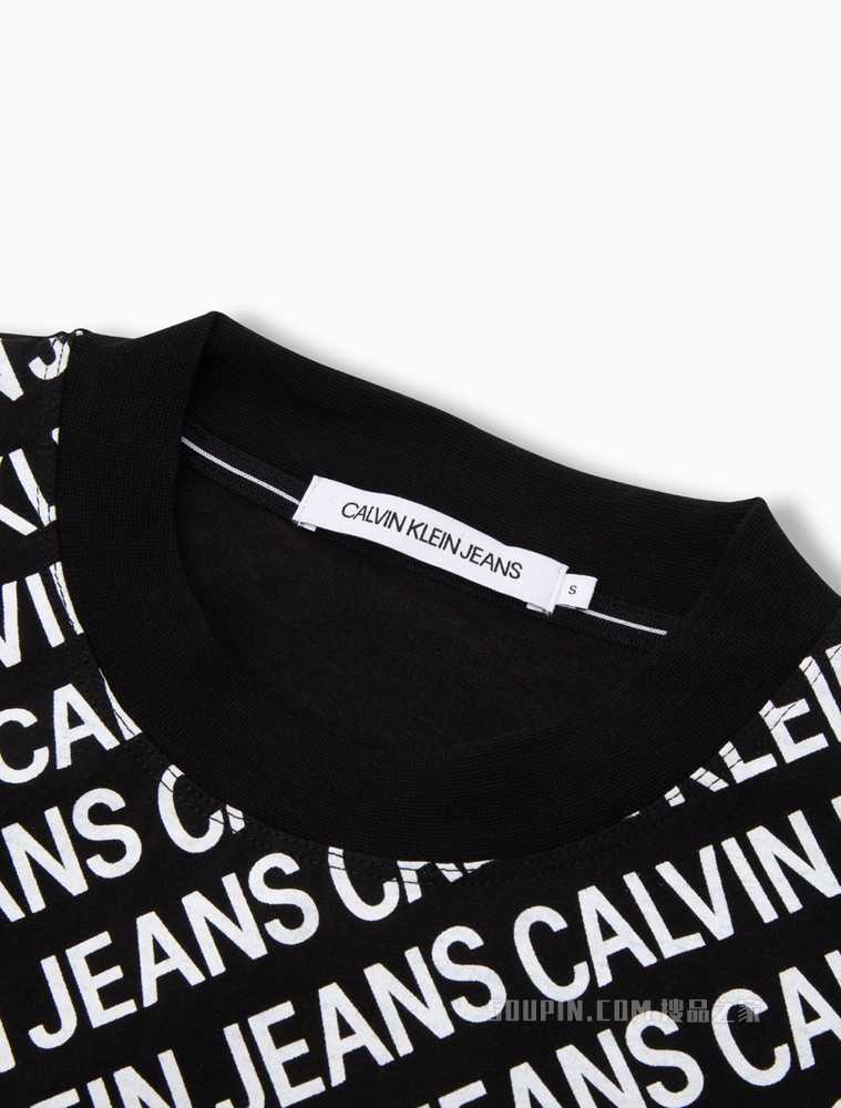 Calvin Klein 女士圆领纯棉大身字母印花短袖连衣裙ZW01640