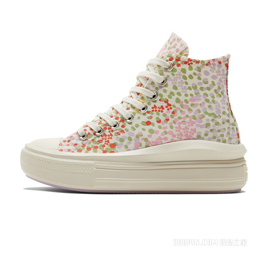 【女子】All Star Move彩色印花厚底鞋 女款 米黄色/粉色/绿/浅紫色/黄